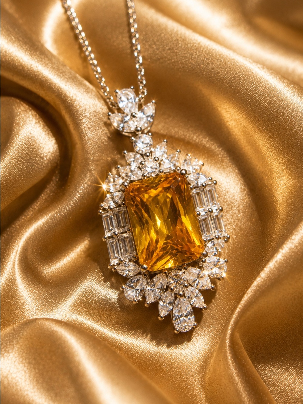 Golden Citrine-Style Crystal Pendant Necklace - Picture 10 of 11
